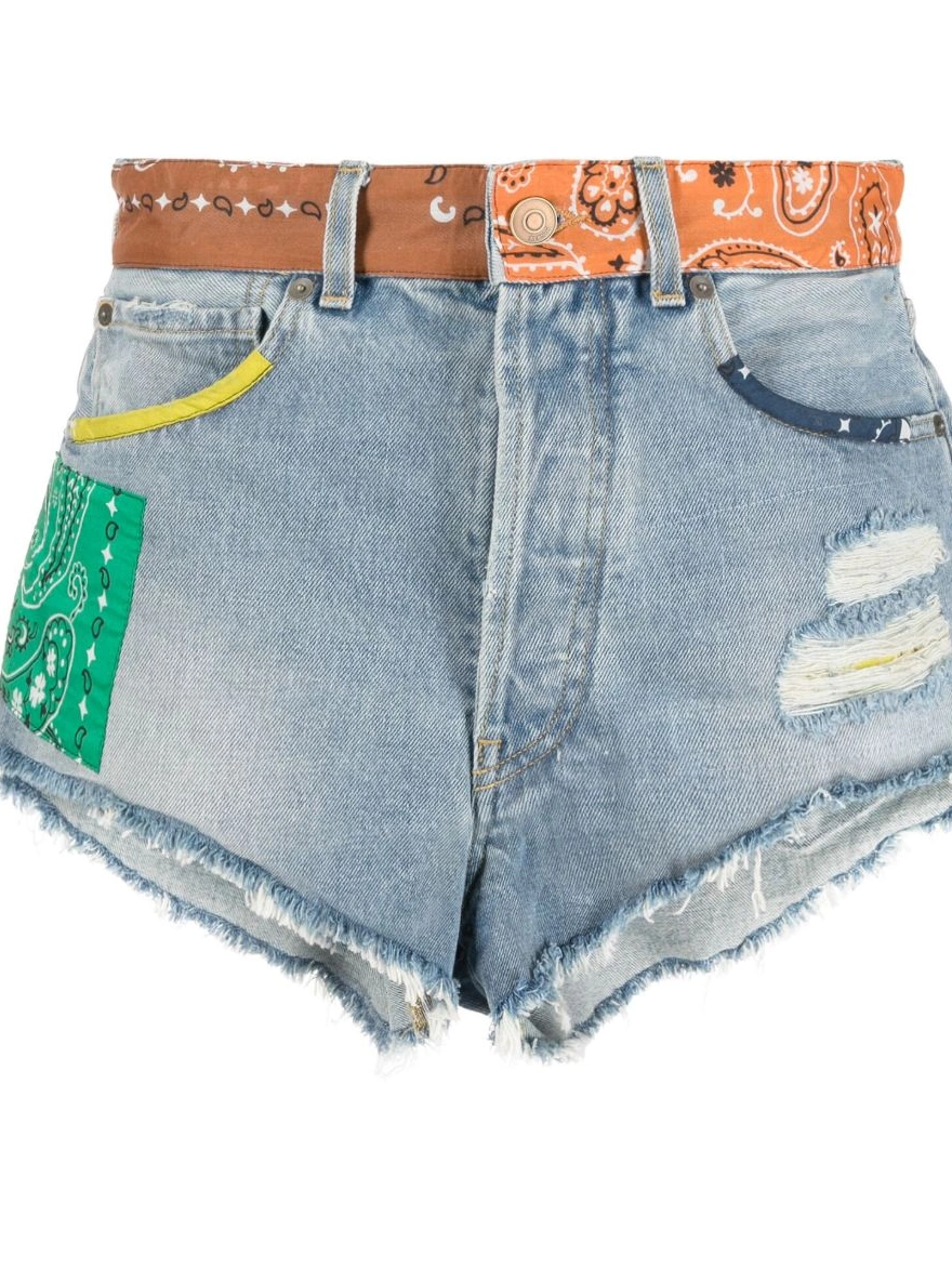 Cheap Women California bandana-print denim shorts Alanui 0323
